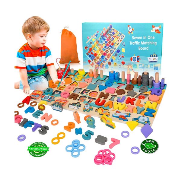 GOOHOMEEY 7 in1 Wooden Puzzles Learning Toy